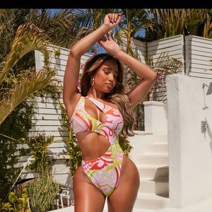 Bright one piece bathing suit